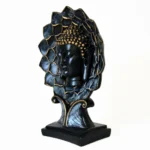 Black & Gold Buddha Face Statue with Lotus Frame F-26-A-B