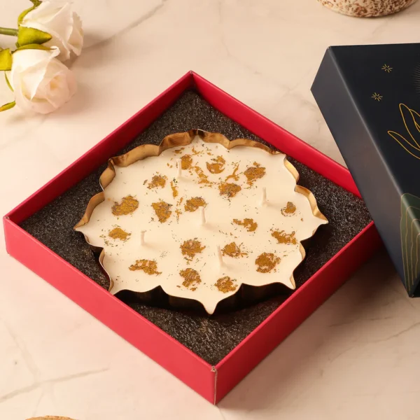 Single Lotus Urli Candle Gift Set (Oudh fragrance)  Festival gift set