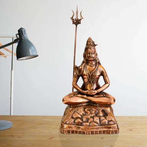 Lord Shiva Brass Idol, Meditating Shiva Murti with Trishul - G-79-A - Image 5