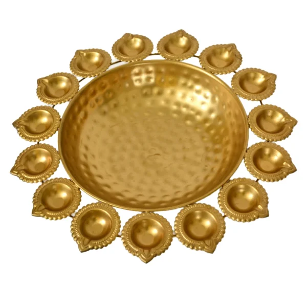 Traditional Metal Urli with Diya Holders W-105-A