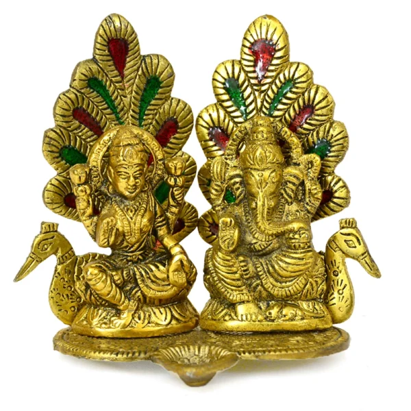 Lakshmi Ganesh Idol with Peacock Design W-128-A