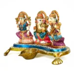 Hand-Painted Lakshmi, Ganesha & Saraswati Idol Set W-136-A - Image 2