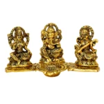 Metal Lakshmi, Ganesha & Saraswati Idol with Diya W-30-A