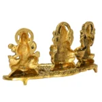 Metal Lakshmi, Ganesha & Saraswati Idol with Diya W-30-A - Image 3