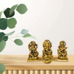 Metal Lakshmi, Ganesha & Saraswati Idol with Diya W-30-A - Image 5
