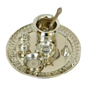 Pure Metal Pooja Thali Set | Traditional Indian Worship Essentials - W-69-A