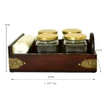 Wooden Jar Organizer with 4 Glass Jars & Tissue Holder WD-28-A - Image 4