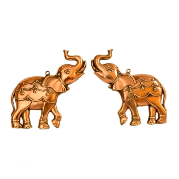 Decorative Elephant Wall Hangings | Antique Finish – G-206-A (Set of 2) - Image 1