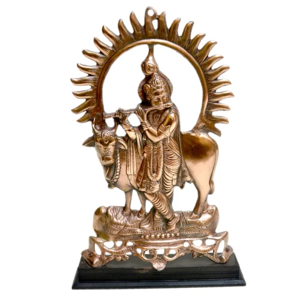 Handcrafted Lord Krishna with Cow Statue G-54-A