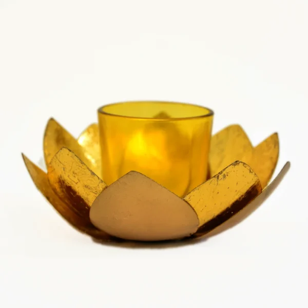 Golden Lotus Tea Light Candle Holder I-131-A