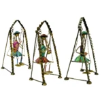Handcrafted Tribal Musician Figurine Set on Swings (Set of 3) I-4 - Image 2