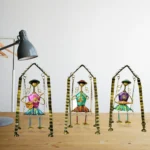 Handcrafted Tribal Musician Figurine Set on Swings (Set of 3) I-4 - Image 5