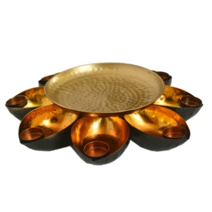 Decorative Metal Lotus Diya Urli – A Radiant Centerpiece for Every Home - W-109-A