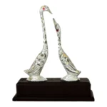 Compact Silver Swan Couple Decorative Showpiece W-71-E