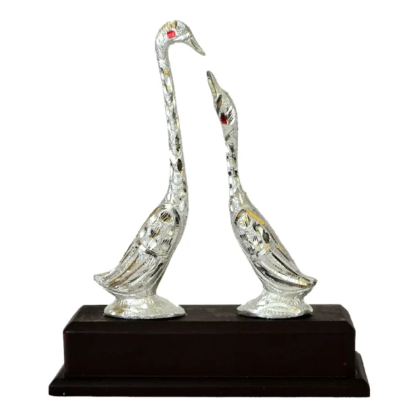 Compact Silver Swan Couple Decorative Showpiece W-71-E