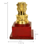 Ashoka Pillar Brass Replica with Wooden Base BR-1-A - Image 4