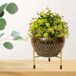 Modern Black & Gold Metal Planter with Stand I-106-B