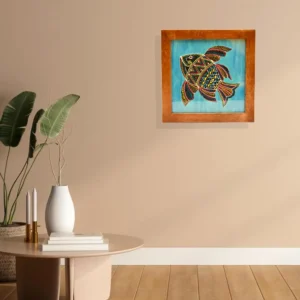Hand-Painted Wooden Wall Art – Tribal Fish Design - WD-106-A
