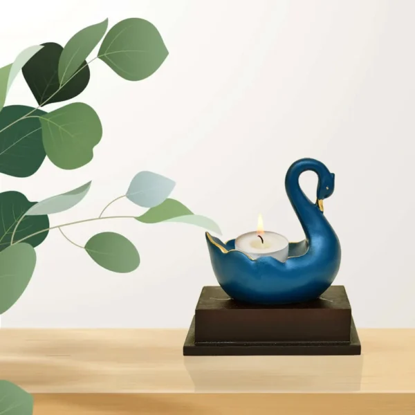 Royal Blue Swan Decorative Candle Holder F-108-BL