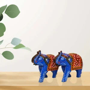 Hand-Painted Wooden Elephant Figurines - WD-117-A(Set of 2)