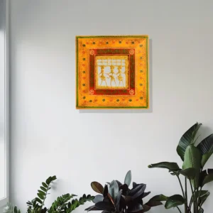 Warli Dance Wall Frame – Hand-Painted Wooden Art - WD-122-A (Without Stand)