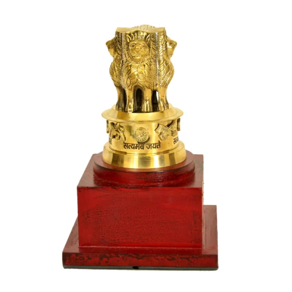 Ashoka Pillar Replica with Wooden Base  - BR-1-A - Image 1