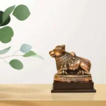 Handcrafted Nandi Statue Antique Bronze Finish on Wooden Base G-231-A - Image 5