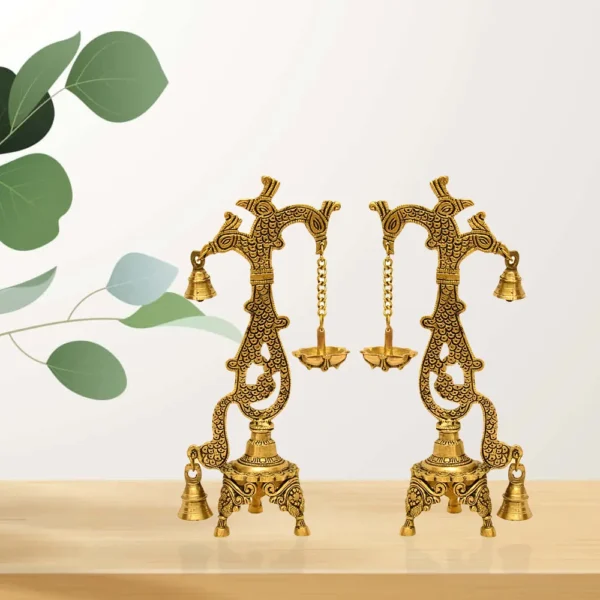 Brass Twin Bell Hanging Diya BR-264-A(Set of 2)