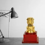 Ashoka Pillar Brass Replica with Wooden Base BR-1-A - Image 5