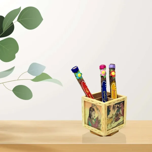 CraftEarth Wooden Revolving Gemstone Penstand WD-67-A