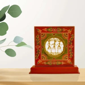 Warli Tribal Dance Table Frame – Handcrafted Wooden Art - WD-123-A