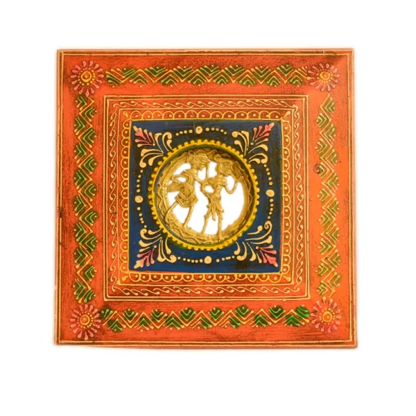 Handcrafted Radha Krishna Wall Frame – Wooden Décor - WD-101-A (Without Stand) - Image 1