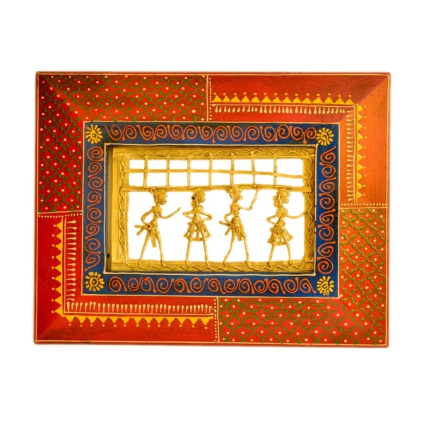 Handcrafted Tribal Wall Frame – Dhokra Art Panel - WD-124-A(Without Stand) - Image 1