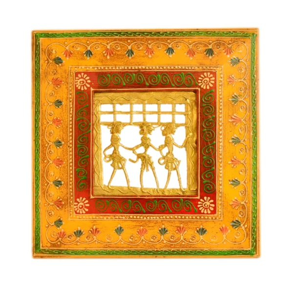 Warli Dance Wall Frame – Hand-Painted Wooden Art - WD-122-A (Without Stand) - Image 1