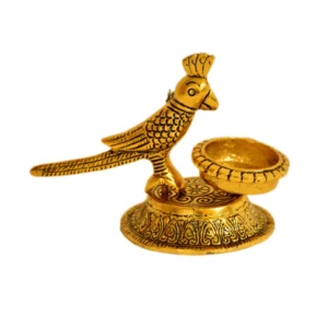 Decorative Parrot Diya – Traditional Indian Oil Lamp - W-178-A