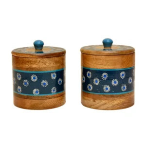 Handcrafted Wooden Storage Jars (Set of 2) - WD-104-A