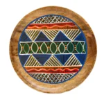 Hand-Painted Tribal Wooden Decorative Plate – Ethnic Pattern - WD-130-A