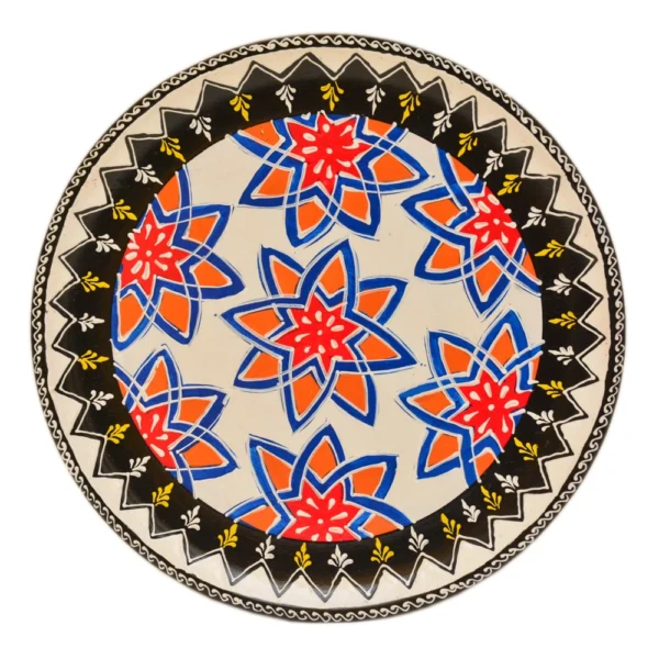 Hand-Painted Floral Mandala Wooden Decorative Plate - WD-131-A - Image 1