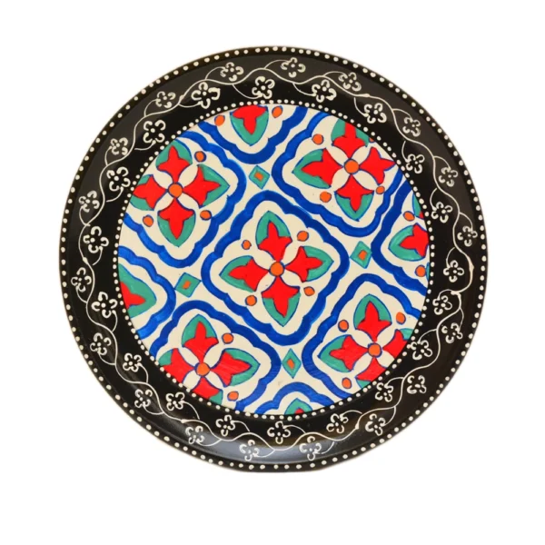 Hand-Painted Wooden Decorative Plate – Floral Moroccan Style - WD-129-A - Image 1