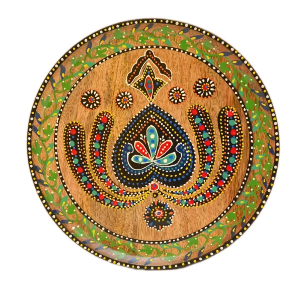 Hand-Painted Mandala Paisley Wooden Decorative Plate - WD-134-A - Image 1