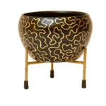 Designer Black & Gold Metal Planter with Stand I-188-A - Image 2