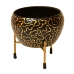 Designer Black & Gold Metal Planter with Stand I-188-A - Image 3