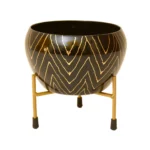 Modern Black & Gold Metal Planter with Stand I-106-B - Image 2