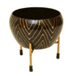 Modern Black & Gold Metal Planter with Stand I-106-B - Image 3