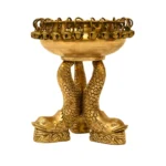 Brass Decorative Bowl with Fish Leg Base and Bell Accent - BR-300-A