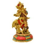 Brass Krishna with Cow Idol with Stone Work BR-284-A - Image 2