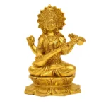 Brass Goddess Saraswati Idol | Handcrafted Spiritual Sculpture - BR-267-A