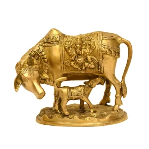 Kamdhenu Cow and Calf Brass Idol - BR-271-A