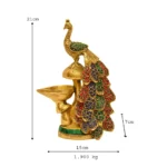 Handcrafted Brass Peacock Diya with Meenakari Work BR-266-A - Image 4