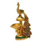 Handcrafted Brass Peacock Diya with Meenakari Work BR-266-A - Image 2